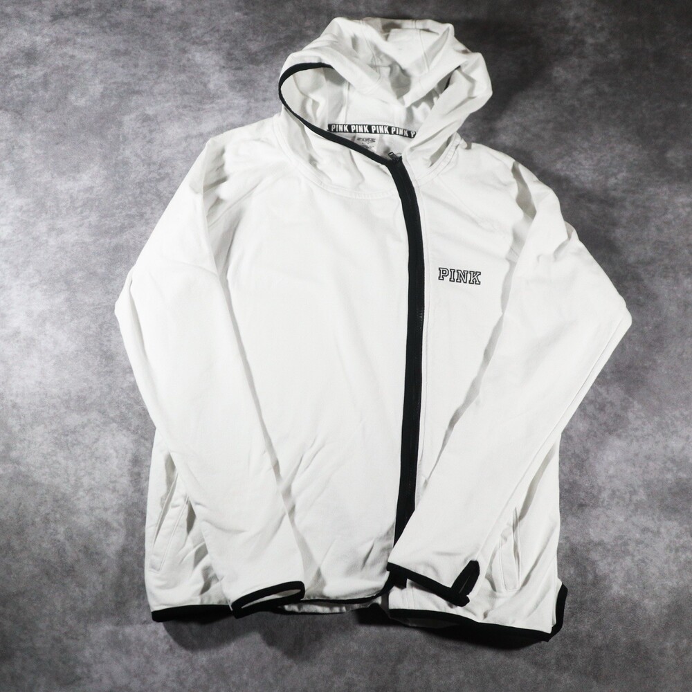 Victoria's Secret PINK White Full Zip Asymmetrical Hoodie - Picture 1 of 6